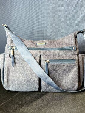 Baggallini Anywhere Large Hobo Tote in Blue Denim Lightweight Water-resistant